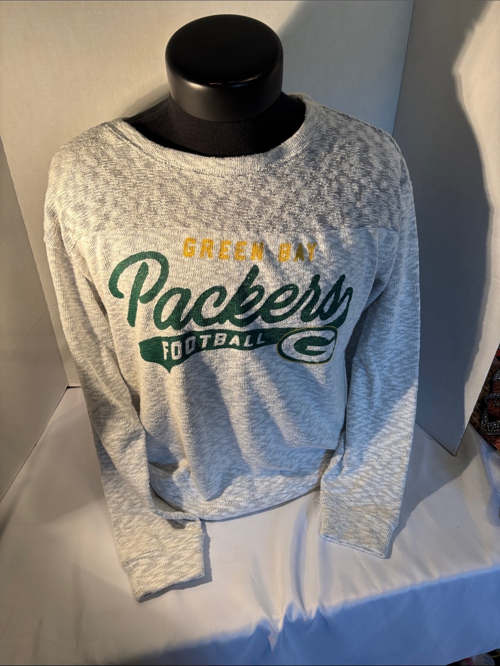 47 Green Bay Packers Gray Crew Neck Sweatshirt with Green & Gold Logo